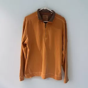 Tommy Bahama Sweatshirt Herren Größe L orange Baumwolle viertelgroßer Reißverschluss Pullover - Bild 1 von 3