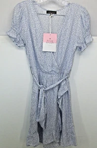 Blue Blush Los Angelous Ruffle sleeve waist belt casual summer dress - SIZE S - Picture 1 of 12