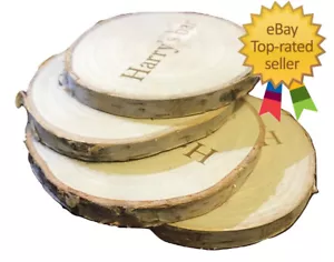 Engraved Coasters Natural Wooden Bark Coaster Personalised Bespoke Gift Set - Picture 1 of 14