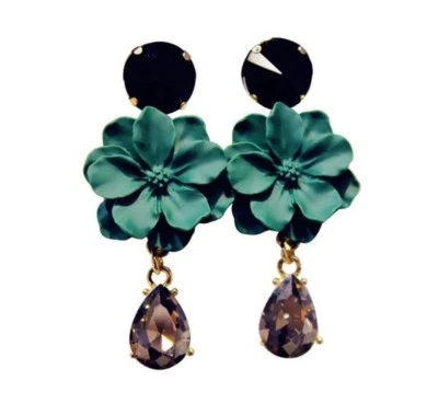  Модные серьги-гвоздики с цветами стеклянными каплями кисточками - Изображение 1 из 4