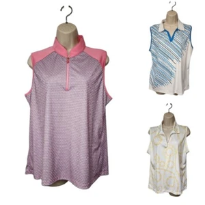 Greg Norman/Izod Women Golf Polo Shirt Multicolor Pink/White & Yellow Size XL - Picture 1 of 12