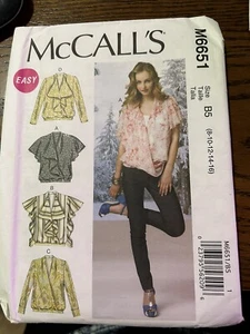 McCall's M6651 Surplice Tops w Flounce Detail or Draped Cardigan Sz 8-16 UNCUT - Picture 1 of 3