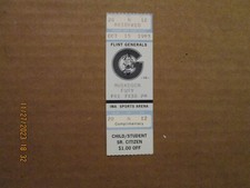 COHL UHL Flint Generals vs Muskegon Fury Vintage 1993 Team Logo Hockey Ticket