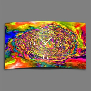 Abstrakt Aquarell bunt Designer Wanduhr modernes Wanduhren Design leise kein tic - Bild 1 von 5