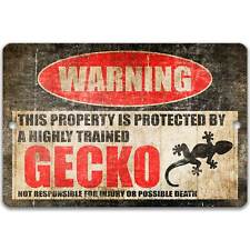 Gecko Protected Property Sign, Funny Reptile Warning, Cage Decor, Z-Pis054