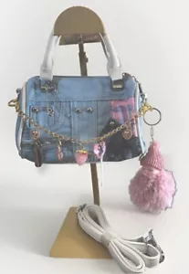 mini denim Patchwork purse bag With Charm And Bag Chain Crossbody - Picture 1 of 7
