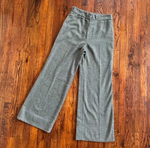 GUCCI PANTALONE GRIGIO LANA GAMBA LARGA VINTAGE ANNI 80 VITA ALTA ABBIGLIAMENTO UFFICIO CHIC