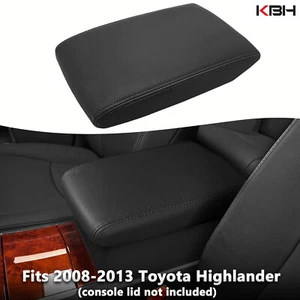 Fits 2008-2013 Toyota Highlander Leather Center Console Lid Armrest Cover Black - Foto 1 di 5