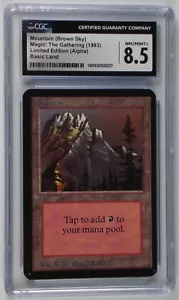 1993 Magic: The Gathering MTG Limited Edition Alpha Mountain (Brown Sky) CGC 8.5 - Picture 1 of 3
