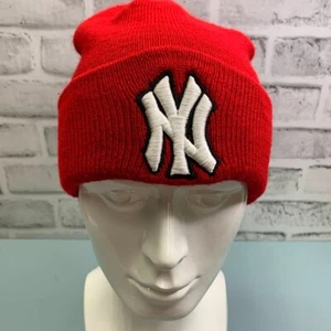 MLB New York Yankees Red Knit Beanie Hat One Size - Picture 1 of 3