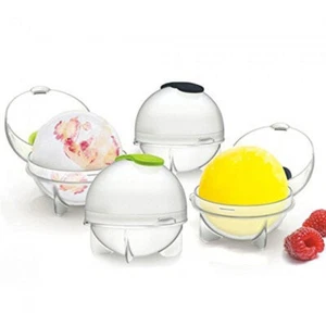 Unique Round Shape Plastic Ice Cube Tray Ball Brick Maker Set Of 4 - Picture 1 of 5