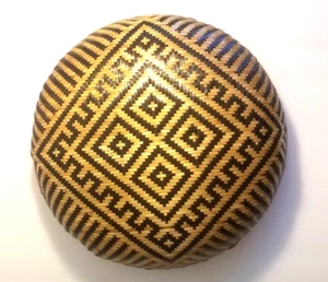Vintage Winnowing Basket Bamboo BOHO Wall Hanging 15" Round Black Diamond - Picture 1 of 17