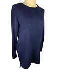Small Long Navy Women's Sweater with Side Zippers New Tunic New NWOT