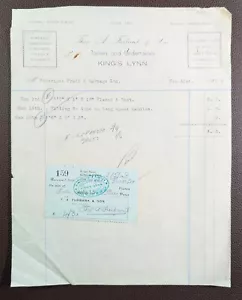 1938 Thos A. Furbank Joiners & Undertakers King's Lynn Invoice - Picture 1 of 1