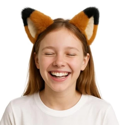 Fox Ears Headband and Tail Set, Orange and Black Furry Ears Headband 1 Pcs - Image 1 of 4