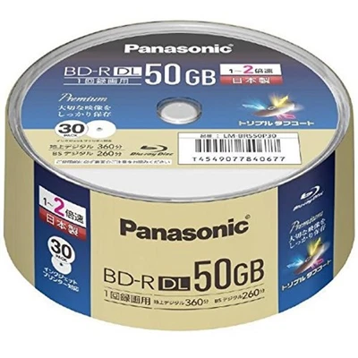 30pc Panasonic 3D Blu-ray 50GB 2X Made in Japan BD-R HD Inkjet Printable F/S NEW - Image 1 of 3