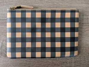 Madewell Gingham Edition True Black Multi The Leather Storage Pouch Clutch NA112 - Picture 1 of 6