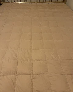 Vintage Charles D Owen Entendaunendecke beige Satinkante wendbar 90"x90" - Bild 1 von 8