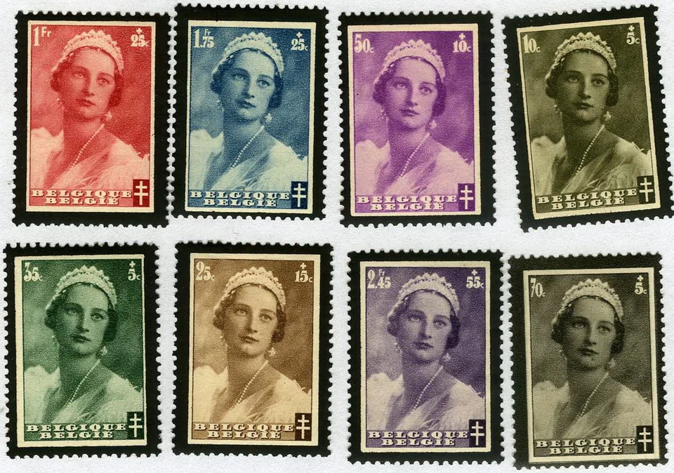 Бельгия 1935 Queen Astrid Memorial MLH (SC# B170-B177) - Изображение 1 из 1
