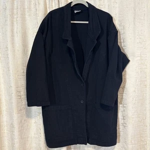 Vintage Color Me Baumwolle schwarz 100 % hergestellt in den USA Baumwolle lange Jacke Damen Medium - Bild 1 von 3