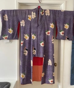 Vintage Drop Kimono Sleeve Caftan Dress Shibori Print Novelty - Picture 1 of 11