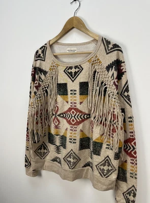 Moletom jeans e suprimentos Ralph Lauren franja sudoeste asteca tamanho G feminino - Imagem 1 de 4