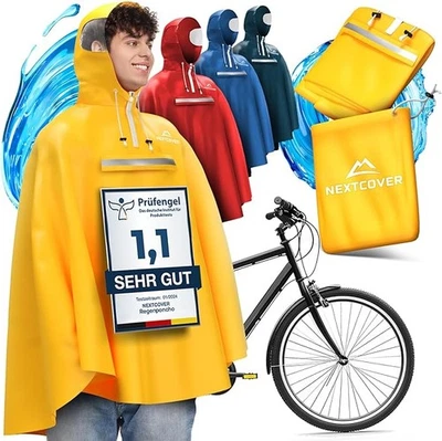 NEXTCOVER Regenponcho Fahrrad für Damen & Herren Regencape wasserdicht gelb Gr.L