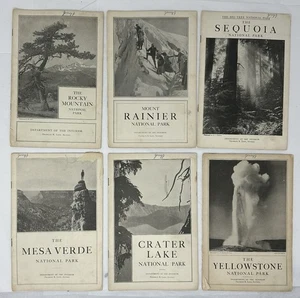 Six 1920s National Park Pamphlets-Crater Lake, Yellowstone, Sequoia, Rainier - Picture 1 of 7