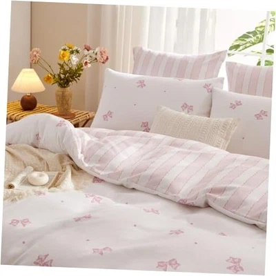 Pink Bow Duvet Cover Twin Size Reversible Twin(No Comforter) 04-pink Bow Ties - Image 1 of 4