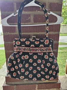 Vera Bradley Black Floral With Kiss Lock Closure Inside Pockets And Compartments - Picture 1 of 6
