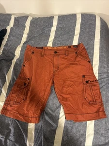 Rock Revival Classic Cargo Shorts Mens 40 24 Outseam Red Cotton Y2K Paratrooper - Picture 1 of 14