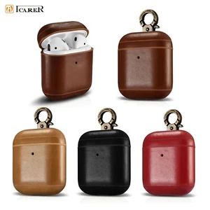 ICARER Luxus Echtleder Handlicher Ring Hartschale Abdeckung für Apple AirPods 1 2 3 - Bild 1 von 26