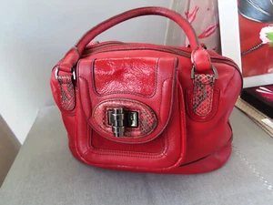 Mimco ladies Leather handbag Satchel style patent python feature looked after - Picture 1 of 12
