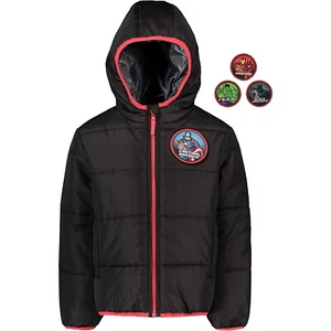 Marvel ☆ Little Boys' Avengers Hooded Puffer Jacket w/ Changeable Patches ☆ 4-7 - Picture 1 of 3