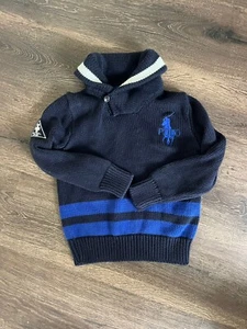 Ralph Lauren Boys Polo Ski Patrol Big Pony Blue Cotton Sweater size 6 EXCELLENT - Picture 1 of 5