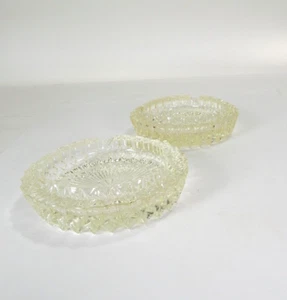 Vintage Crystal Clear Cut Ashtrays Set of 2 - 7" x  7" Each - Picture 1 of 7