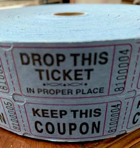 Raffle Tickets Roll of 2000 Double Stub Keep This Coupon Carnival Ticket BLUE - Picture 1 of 4