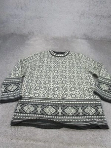 Vintage Norwear Sweater Womens Large White Knit Geometric Wool Crew Nordic - Picture 1 of 7