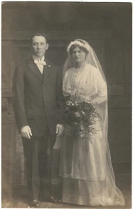 Photo Postcard RPPC AZO 1904-1918 Unposted - Wedding photo - named - Picture 1 of 2