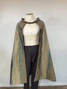Brown Stripe Cape Romeo Juliet Renaissance Medieval Fantasy Lined Green - Picture 1 of 6