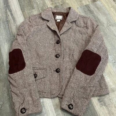 Винтажный шерстяной блейзер Maurices S в елочку нашивка на локоть Equestrian Academia ЧИТАЙТЕ - Изображение 1 из 4