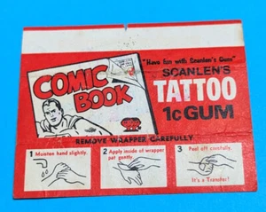 1967 Scanlens Superman Comic Book Tattoo Gum Wrapper Scanlen's like Topps RARE - Bild 1 von 2