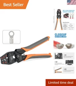 Professional Grade Ratchet Wire Crimper Tool for Efficient Crimping, AWG 22-6 - Picture 1 of 11