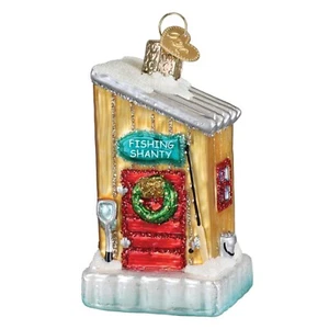 Old World Christmas Ice Fishing Shanty Glass Ornament for Holiday Tree - Picture 1 of 6