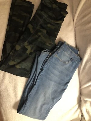 Lote Pantalones Elásticos Big Girls Talla 14 Vaqueros Azul Marino Activos Camuflaje Foto 1 de 4