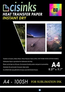 Papel de transferencia de tinta de sublimación CISinks A4 (100 hojas) secado instantáneo 8,27" x 11,7" - Imagen 1 de 7