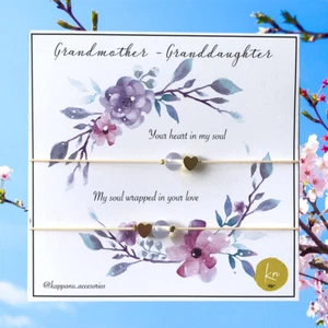 Grandmother Granddaughter Bracelet Adjustable Handmade Gift Love Family Women - Picture 1 of 2