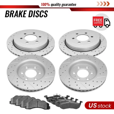 Juego de rotor de freno delantero trasero y pastillas de cerámica para Ford Expedition Lincoln Navigator Foto 1 de 4