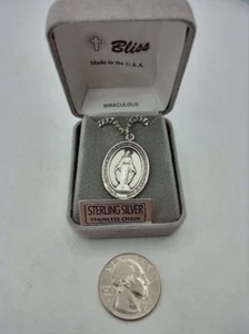 BLISS MIRACULOUS LARGE PENDANT NECKLACE STERLING SILVER STAINLESS CHAIN 7078SS/2 - Picture 1 of 3