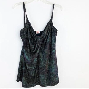 KOSTENLOSER VERSAND Cami-Tanktop blau Leopard Metallic Twist vorne neu ohne Etikett 1XL - Bild 1 von 4